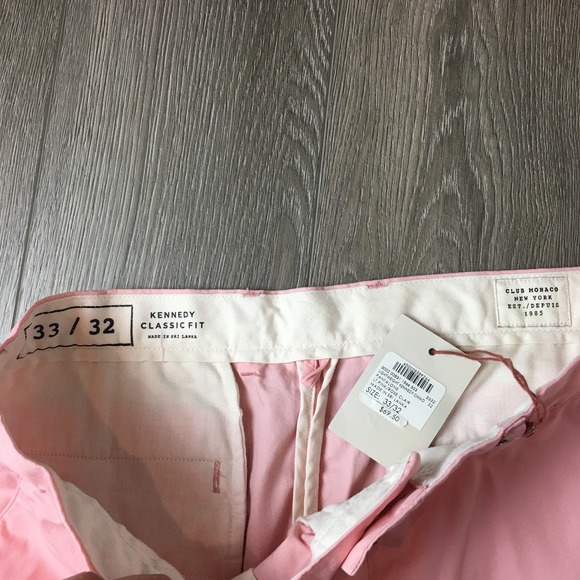NWT Club Monaco Kennedy Classic Fit Chino Pants Lightweight Light Pink  33/32 - Picture 4 of 7